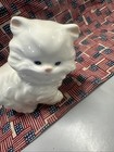 Vintage White Ceramic Fluffy Kitten Figure Kitty Cat Figurine Cute