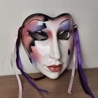 Vintage Hand Painted Porcelain Clay Art Ombre Mask Wall Hanging Masquerade Mask