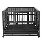 Xl 37  Dog Cage Crate Metal Kennel Pet Playpen House Heavy Duty W  Tray  Wheels 