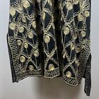 1970 s Caftan Vintage Maxi Dress Gold Metallic Embroidery Syria Gorgeous L