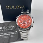 Bulova Marine Star 43 5 Mm Orange Dial Stainless Steel Men s Quartz Watch 96b395