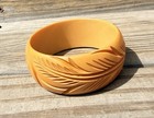 Bakelite Bangle Rare Vintage 1930   s Yellow Carved Wheat leaf Tested