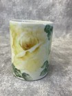 Vintage Porcelain Coffee Mug Hand Painted Yellow Roses Cup Signed Claribel