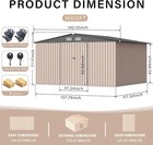 10x12 Ft Outdoor Storage Shed  Metal Garden Shed With Lockable Doors  Air Vent