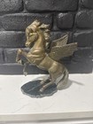 Pegasus The Winged Horse Solid Brass Vintage Statuette On Slate 9    T 8    W 3 6lbs