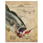 Vintage Heddon Fishing Lure Patent Art Print Largemouth Bass Fish Wall Decor