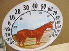 Horse ---- Thermometer Face --- 12  Round Sign --- Ranch --- Farm --- Race Track