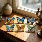 6 Pcs Artistic Enamel Butterfly Pin Set Vintage Sunflower Lapel Brooches Badges