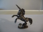 Miniature Gallo Pewter Rearkng Unicorn With Crystal Ball Figurine