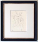 Jean Cocteau Drawing Male French Sketch Erotic Wrestlers Wrestling