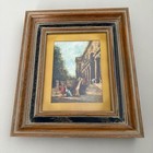 Vtg Framed Art Print Classical The Old Temple Architecture Scene Oak Gold Frame