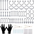 104pcs Piercing Kit 14g16g Kit Piercing Kits For All Piercings Stainless Stee   