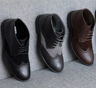 Alpine Swiss Mens Boots Wing Tip Lace Up Dress Shoes Two Tone Brogue Medallion