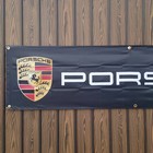 Porsche Logo Flag Banner Black Garage Wall Decoration Poster Nylon 180cm   45cm