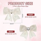 2 Pcs Women Bow Shoe Clips Satin Elegant Detachable Bowknot Shoe Clips Beige