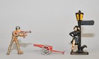 Vintage Christmas Putz Decorations  - Soldier - Cannon - Lady Of The Night 