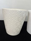Two Vintage Ceramic White And Tan Planter Pots  Germany And Usa 