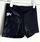 Gk Elite Child Large Cl L Solid Black Nylon Gymnastics Cheer Shorts 3  Inseam