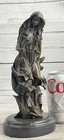 Hand Made Mid Century Sexy Woman In Forest Bronze Sculpture Marble Base Decor