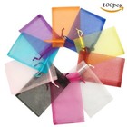 100pcs 4 5inch Portable Organza Mix Colors Wedding Jewelry Candy Packing Bag