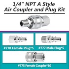 20 Pcs 1 4  Npt A Style Coupler And Plug Kits Compatible With Milton  Includes
