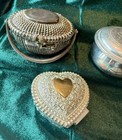 Vintage Godinger  Silver Plated Pewter Ornate Heart Trinket Jewelry Boxes Lot