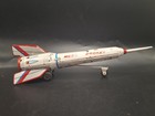 Vintage 1950 s Masuya Tin Litho Friction Lifting Toy Moon Rocket Japan Works