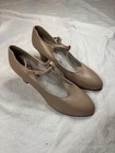 Capezio Dance Nude Camel Leather Tstrap High Heel Shoes  Pumps Women s Size 9 M