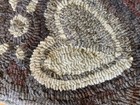 Primitive Hand Hooked Hearts Rug Wool Strips On Burlap