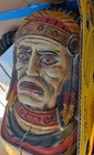 Native American Chief Wooden Bust Vtg Hand Carved Painted 14 x9  Solid Wood Big
