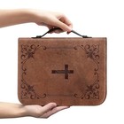 Pu Leather Book Cover Bible Protective Cover Case With Handle Church Bible Bag