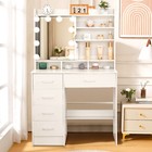 Vanity Table Set With Lighted Mirror Makeup Dressing Table With 10 Led Light Us