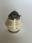 Antique Mother Of Pearl Sea Shell Snuff Trinket Jar Metal Lid Brass Bottom