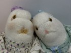 Very Weird Scary Strange Oddity Folk Art Craft Sock Easter Bunny Rabbit Pair Set