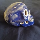 5  T X 4  W X 6  L Ceramic Made In Mexico Day Of The Dead Blue Sugar Skull