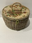 Vintage Dritz Style Woven Wicker Sewing Basket W  Handle Made In Japan