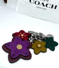 Coach Wildflower Mix Leather Bag Charm Multicolor Key Ring Keychain