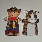 9 Melissa   Doug Hand Puppet Lot Animals Elephant Tiger Cow Sheriff Pet Farm Zoo