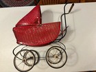Red  Antique Wicker Baby Doll Carriage Stroller Buggy  Christmas Color