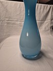 Vintage Mcm Italian Hand Blown Blue And White Cased Glass Vase  1960   s 14    Tall