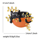 Cute Black Cat Brooch Enamel Pin Sleeping Cat On Flower Summer Animal Jewelry Gi