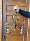 Antique Ornate Heavy Bronze Brass 5 Light Floral Victorian Chandelier Art Nouvea