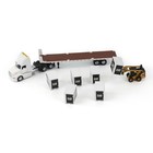 1 64 White Peterbilt Semi Truck With Flatbed Trailer And Accessories  84676