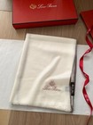 Loro Piana Ivory White Cashmere Scarf Grey Trim Shawl Wrap 80x190cm