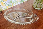 Hazel Atlas Jewel 3 Partition Glass Relish Tray 1950 s 10  Long