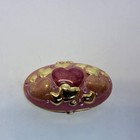 Vintage Pink Enamel Heart Trinket Box Gold Tone Rhinestone Hinged Pill Case