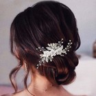 Flower Bride Wedding Hair Comb Silver Leaf Crystal Bridal Hair Piece Rhinestone 