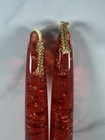 Lucite Taper Candles 2 Red W gold Flecks 10  Mcm For Display Only Do Not Burn