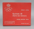 Monaco 1974 Mint Set  25 Anniversary - Reign Of Rainier Iii  W silver 50 Francs