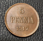 1917  Finland 5 Penni   Coin